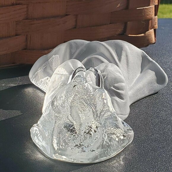 Praying Girl Figurine Bookend paper weight vintage Viking Glass frosted satin Ne - Picture 8 of 10